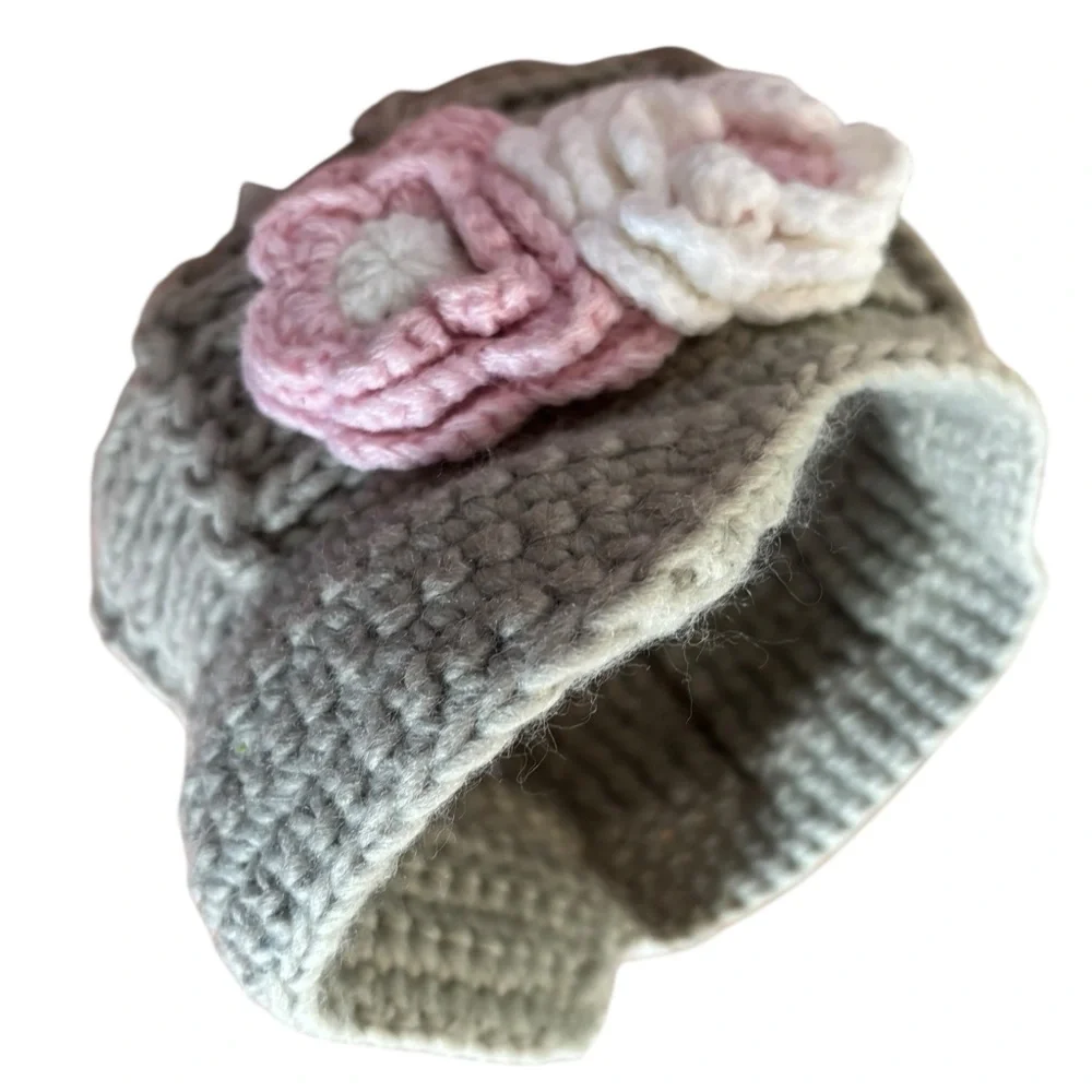 Bundle New Marili Jean Chunky Knit Floral Winter Hats Infant-Toddler
